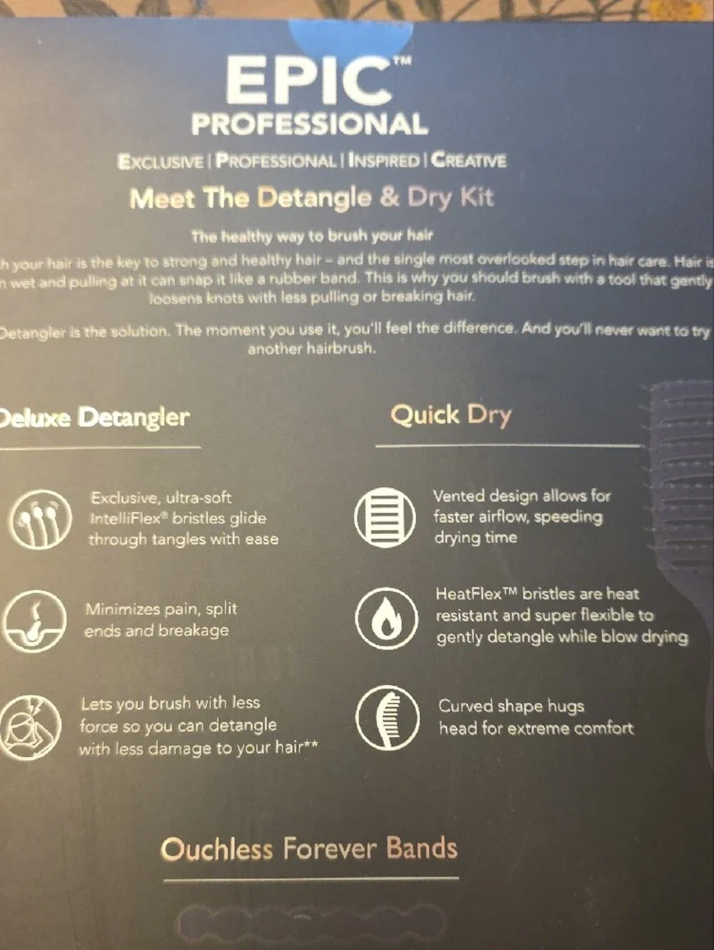 EPIC Professional Black Detangle & Dry Hair Brush Kit